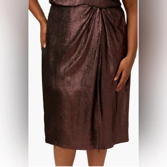 ADRIANNA PAPPEL Darkened Red Metallic Plus Size Cocktail Dress NWT - Picture 6 of 10